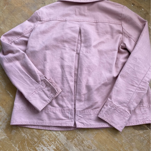 LOFT Dusty Pink Linen Blend Button Boxy Cargo Utility Jacket Size XXSP - Picture 5 of 14
